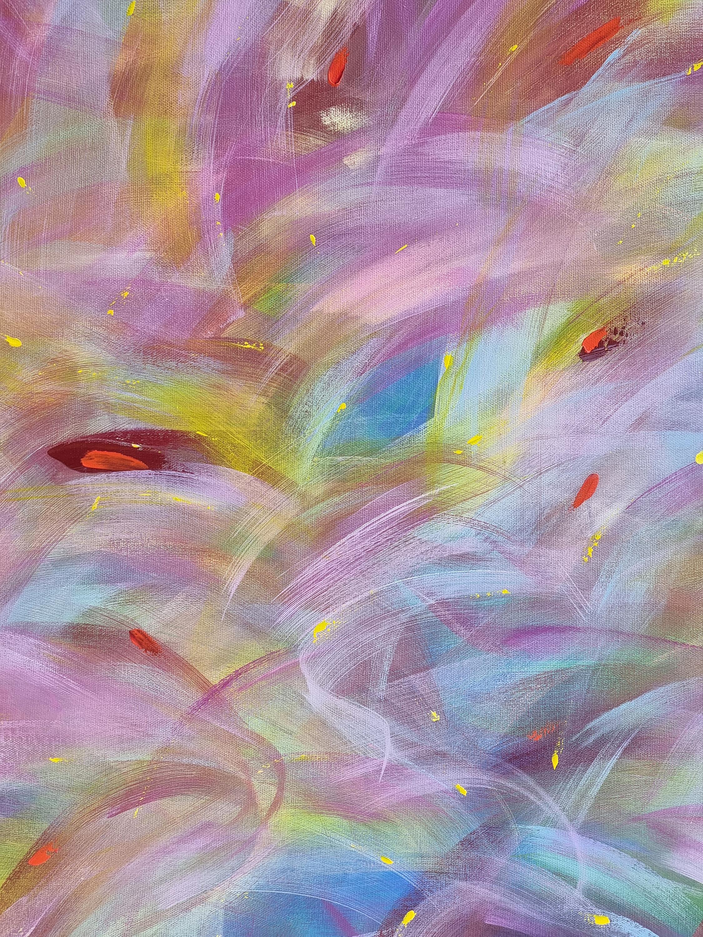 Morgenlicht, modernes, farbenfrohes, abstraktes Gemälde 100x100cm von Anna Selina im Angebot 6