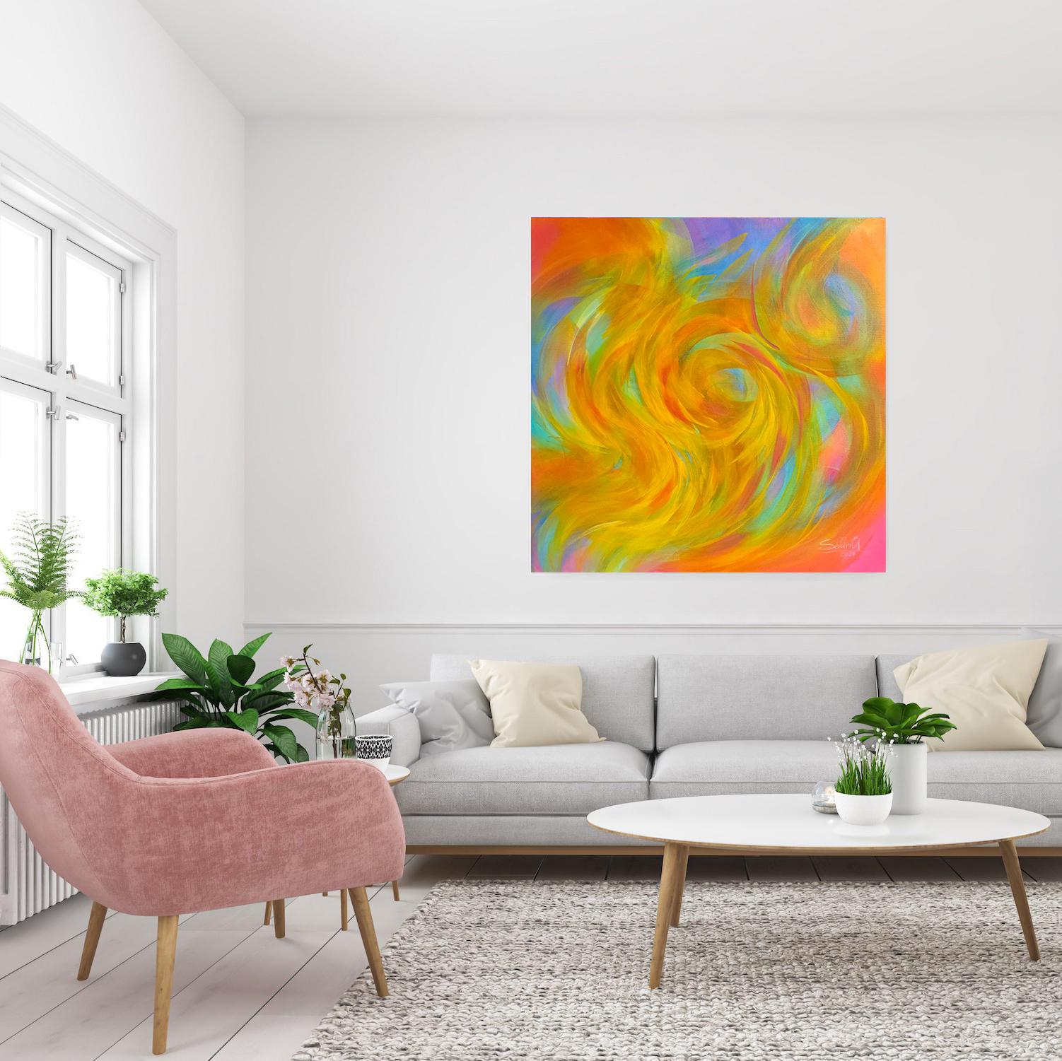 Nuovi sentimenti, Quadro astratto moderno e colorato 100x100cm di Anna Selina in vendita 3