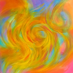 New feelings, Modern Colorful Abstract Painting 100x100cm by Anna Selina