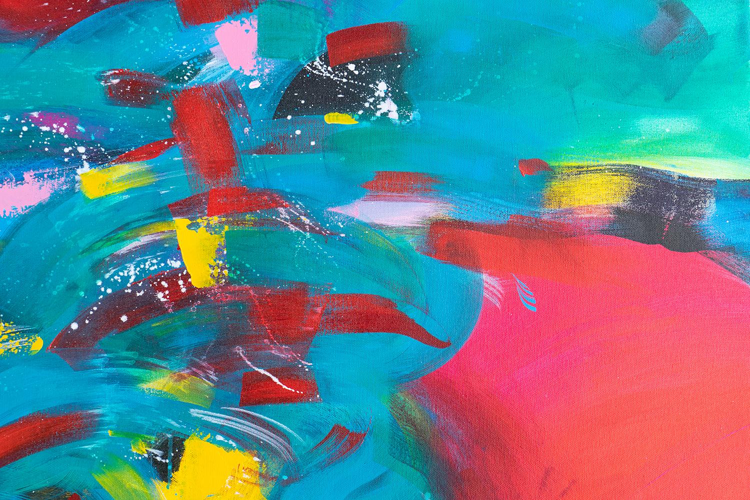 Plexus, Modern Colorful Abstract Painting 100x100cm by Anna Selina For Sale 2