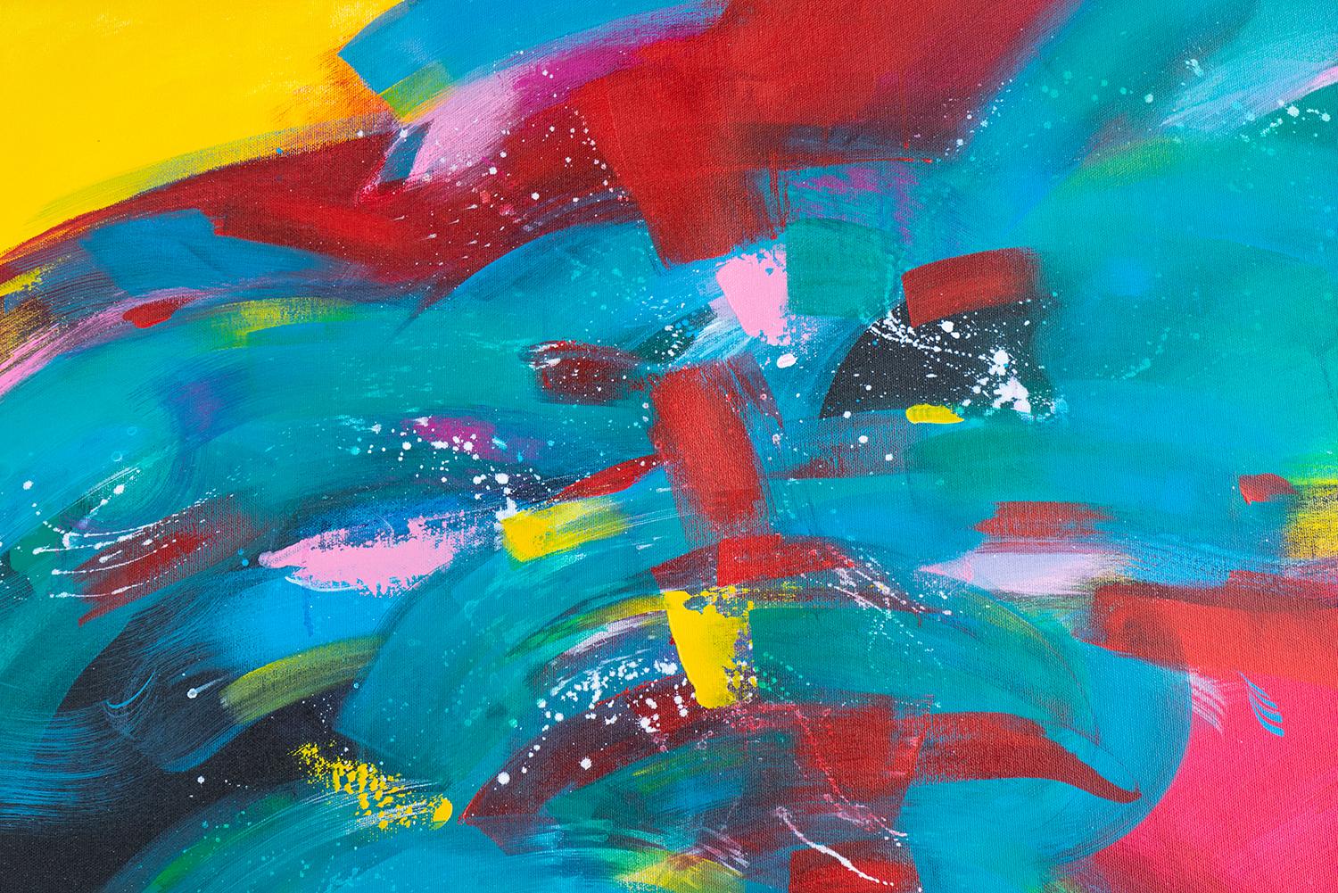Plexus, Modern Colorful Abstract Painting 100x100cm by Anna Selina For Sale 3