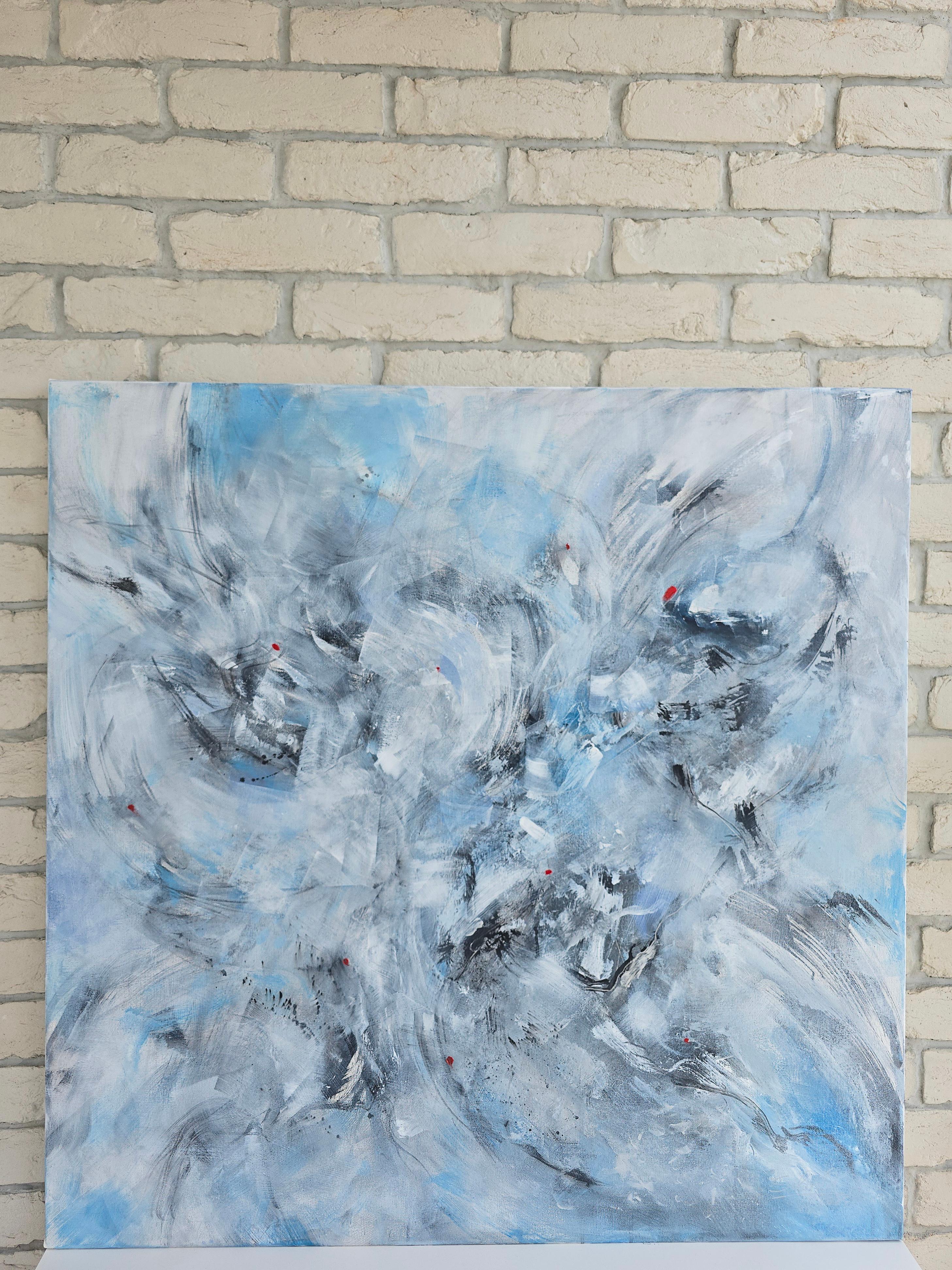 Rebirth of Inner Power, Modernes abstraktes Gemälde 100x100cm von Anna Selina im Angebot 1