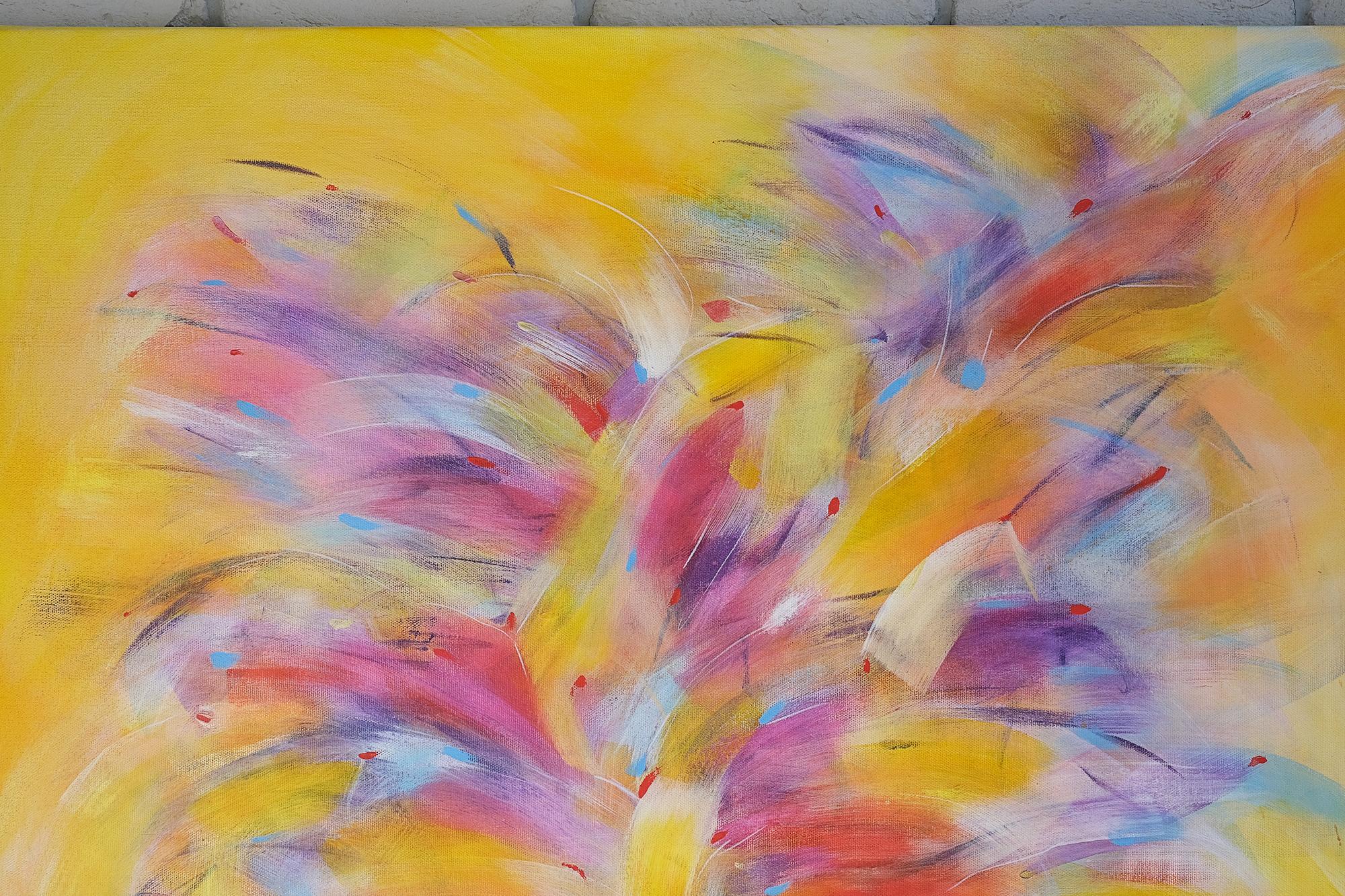 Serenity, Modern Colorful Abstract Painting 100x100cm by Anna Selina For Sale 2