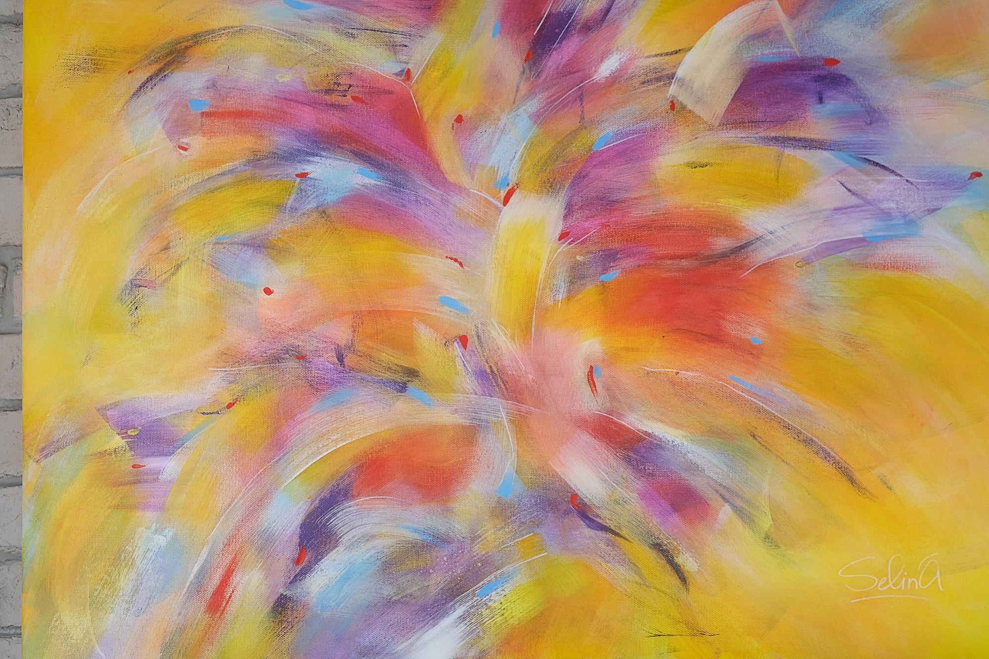 Serenity, Modern Colorful Abstract Painting 100x100cm by Anna Selina For Sale 4