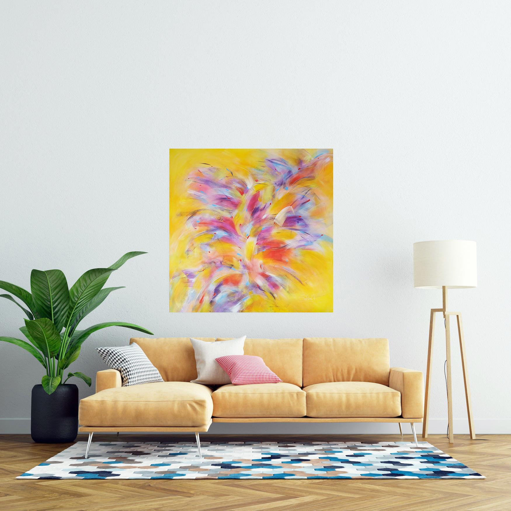 Serenity, Modern Colorful Abstract Painting 100x100cm by Anna Selina For Sale 5