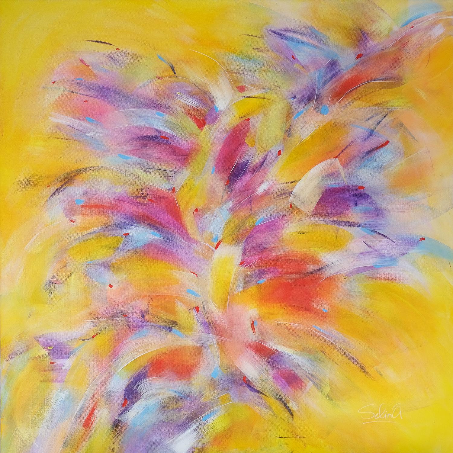 Serenity, Modern Colorful Abstract Painting 100x100cm by Anna Selina