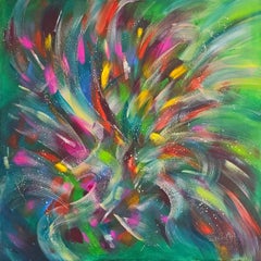 Sprazzi di felicità, Quadro astratto Modern Color 100x100cm di Anna Selina
