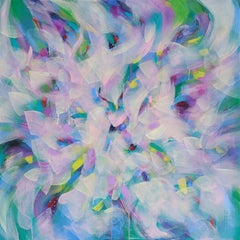 Brese de printemps moderne et peinture abstraite colorée 80x80cm d'Anna Selina