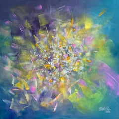 Spring is coming, Modernes farbenfrohes abstraktes Gemälde 100x100cm von Anna Selina
