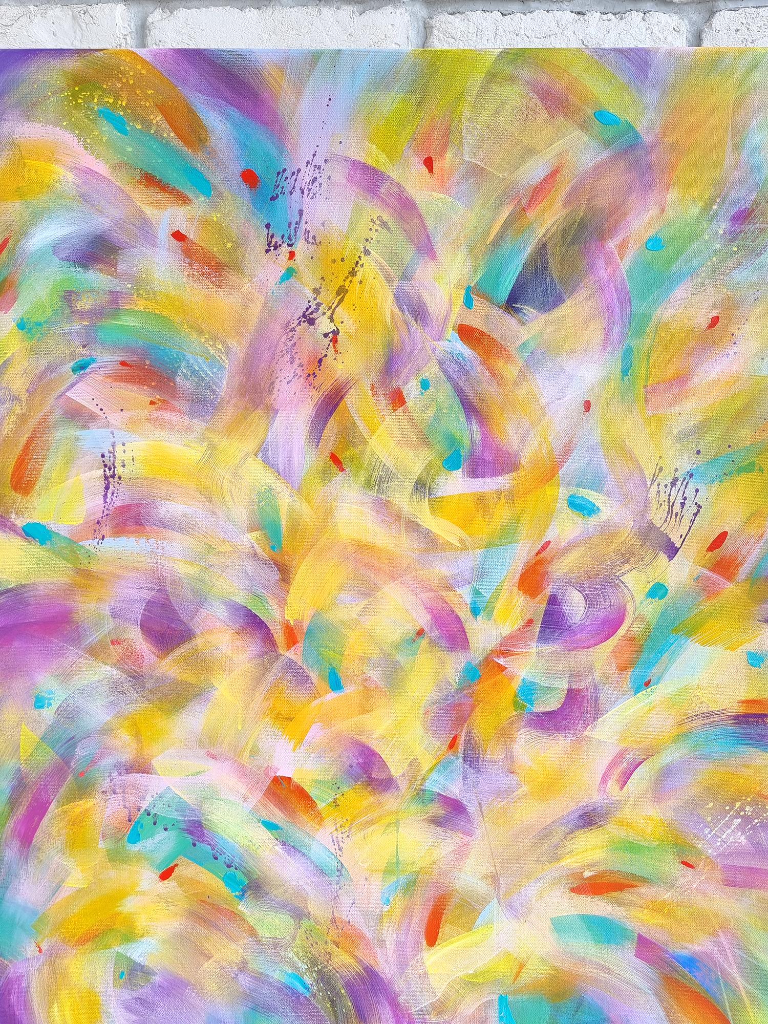 Spring light, Modern Colorful Abstract Painting 100x100cm by Anna Selina 3
