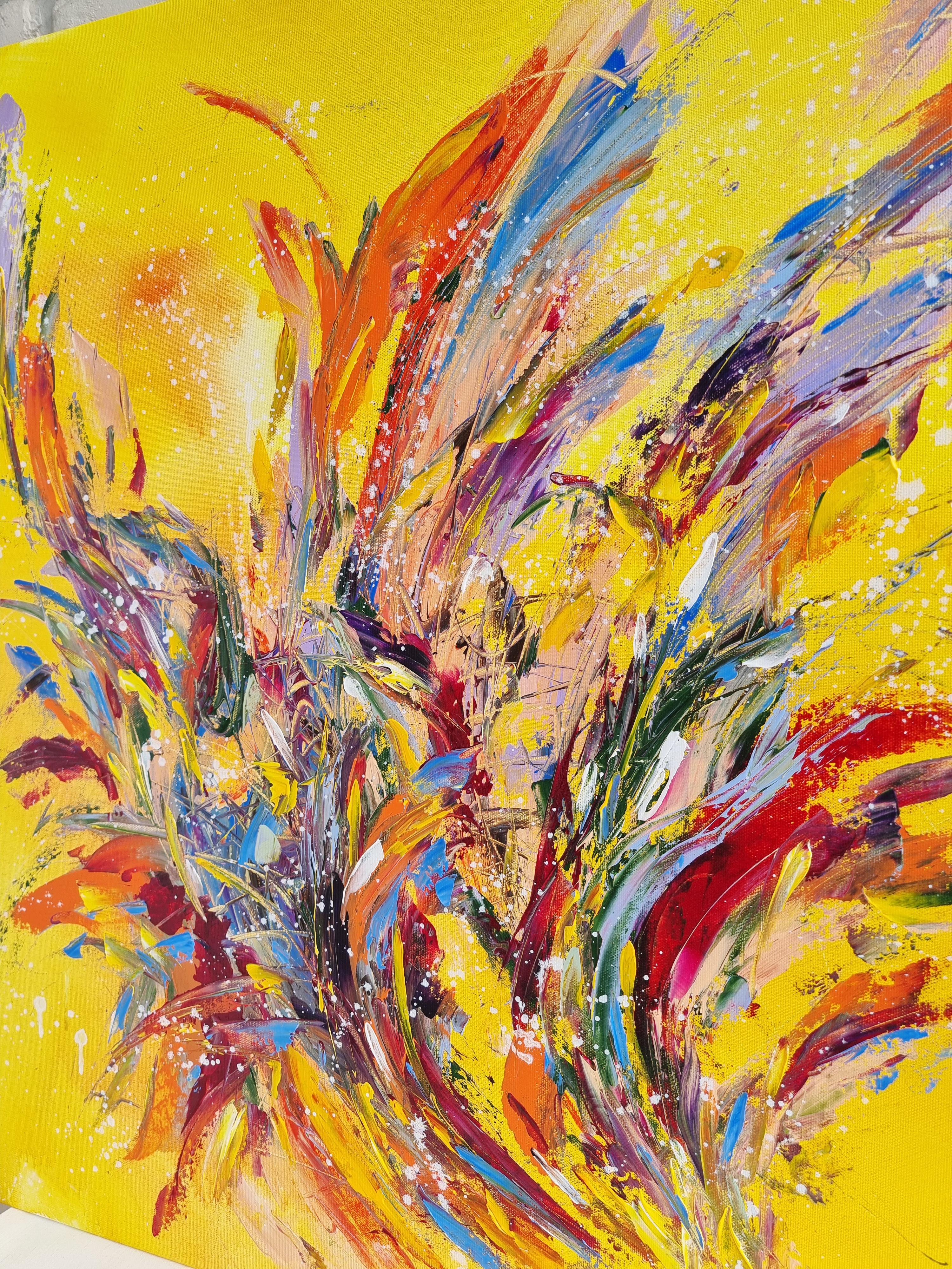 Peinture abstraite colorée moderne Spring Melody 100x100cm d'Anna Selina 2