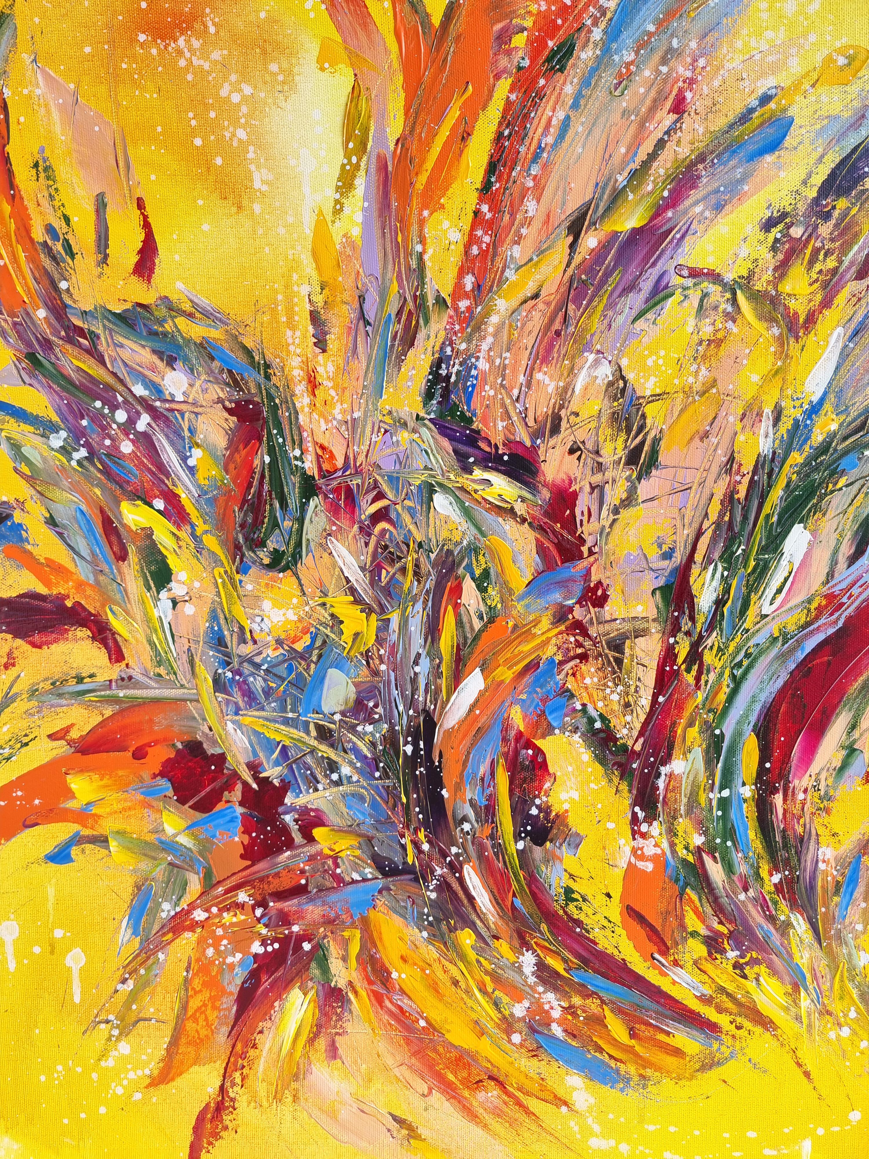 Peinture abstraite colorée moderne Spring Melody 100x100cm d'Anna Selina 3