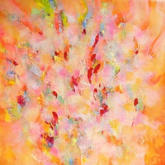 Sommerfreude, modernes, farbenfrohes abstraktes Gemälde 100x100cm von Anna Selina