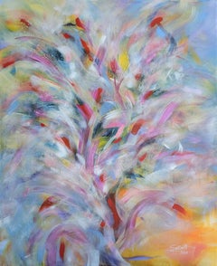 Summer Joy, Modern Colorful Abstract Painting 110x90cm by Anna Selina
