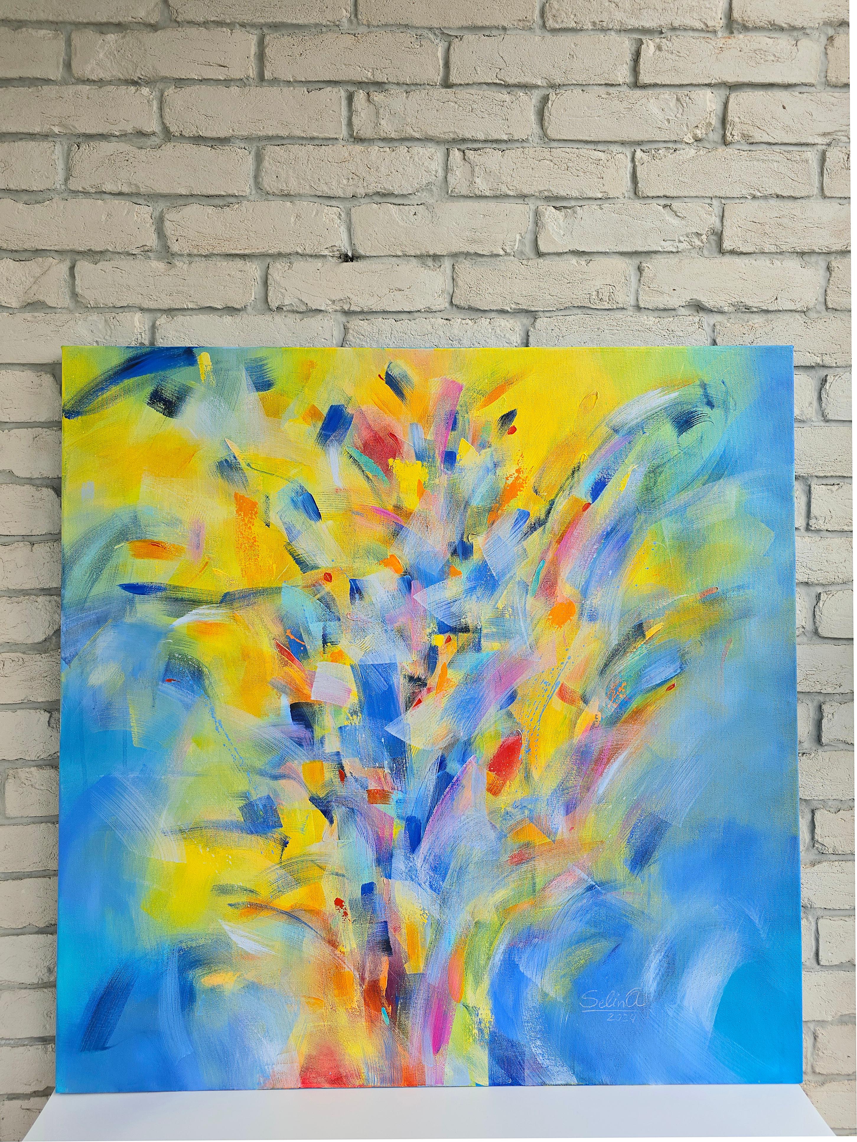 Pittura astratta Modern Color 100x100cm di Anna Selina 1