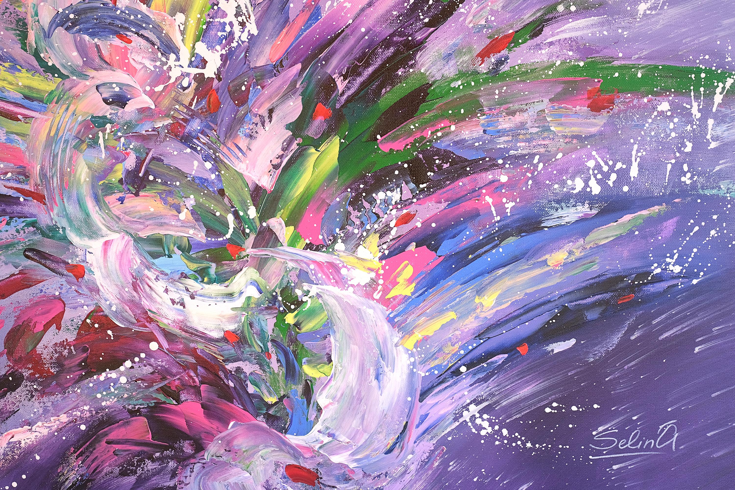 Le symbole de l'année moderne, peinture abstraite colorée 100x100cm d'Anna Selina en vente 4