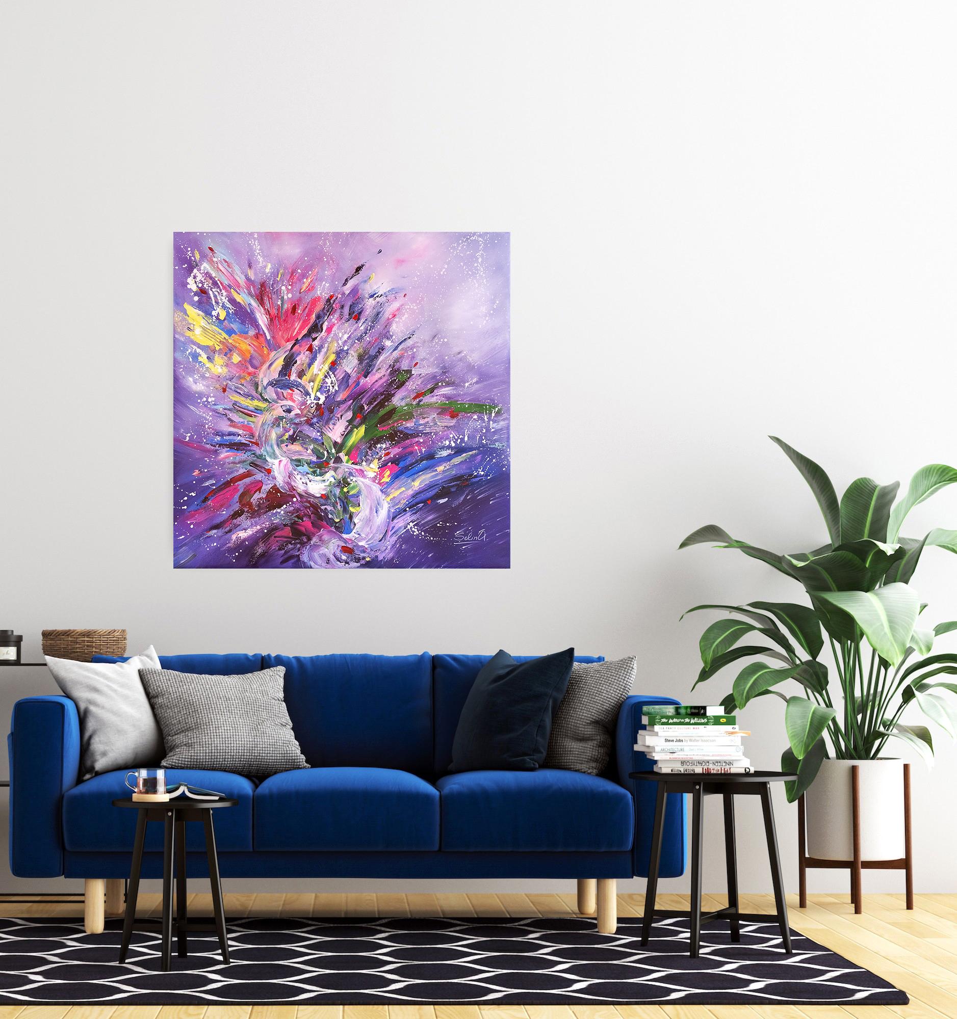 Symbol of the Year Modern Colorful Abstract Painting 100x100cm by Anna Selina For Sale 5