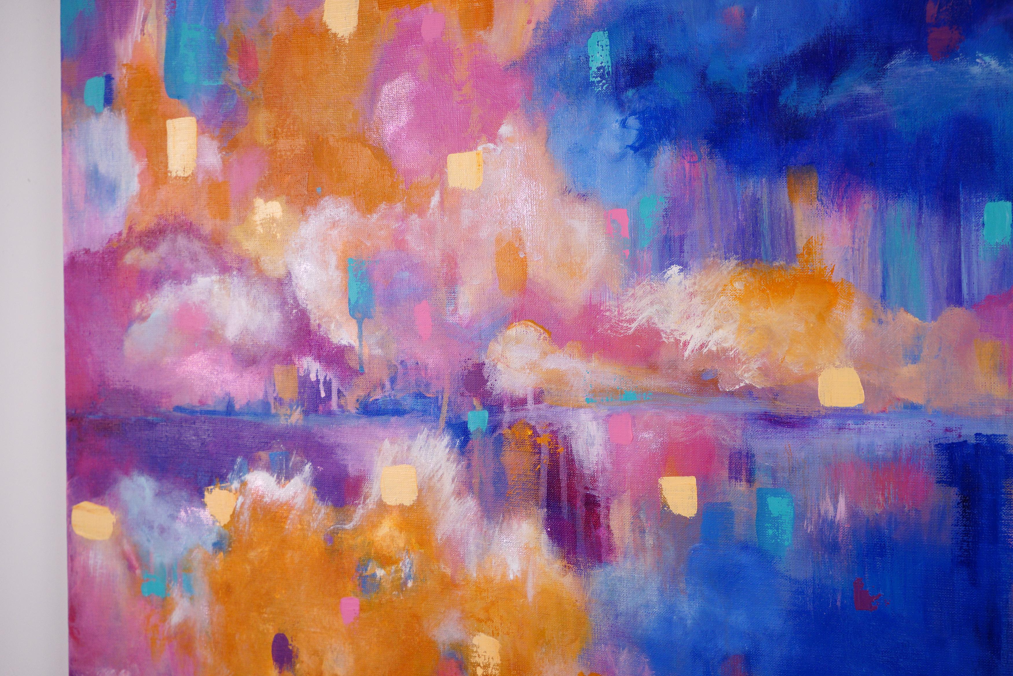 The darkest time before the sunrise. Abstract Painting 80x80cm by Anna Selina For Sale 2