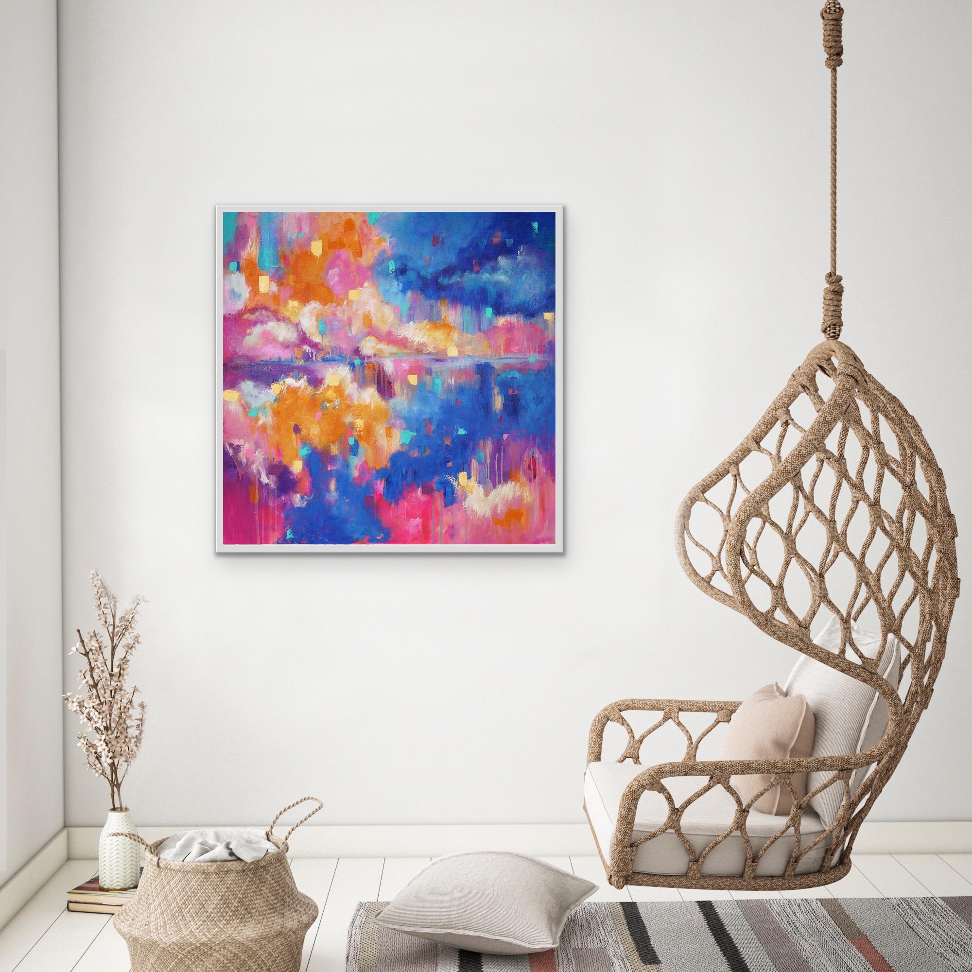 The darkest time before the sunrise. Abstract Painting 80x80cm by Anna Selina For Sale 3
