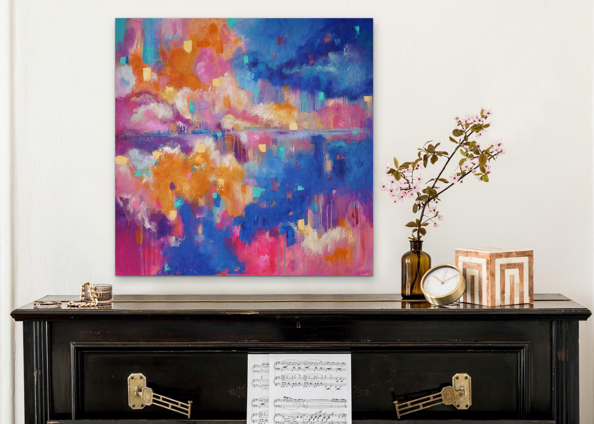 The darkest time before the sunrise. Abstract Painting 80x80cm by Anna Selina For Sale 4