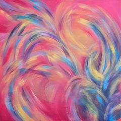 The flow, Modern Colorful Abstract Painting 100x100cm by Anna Selina