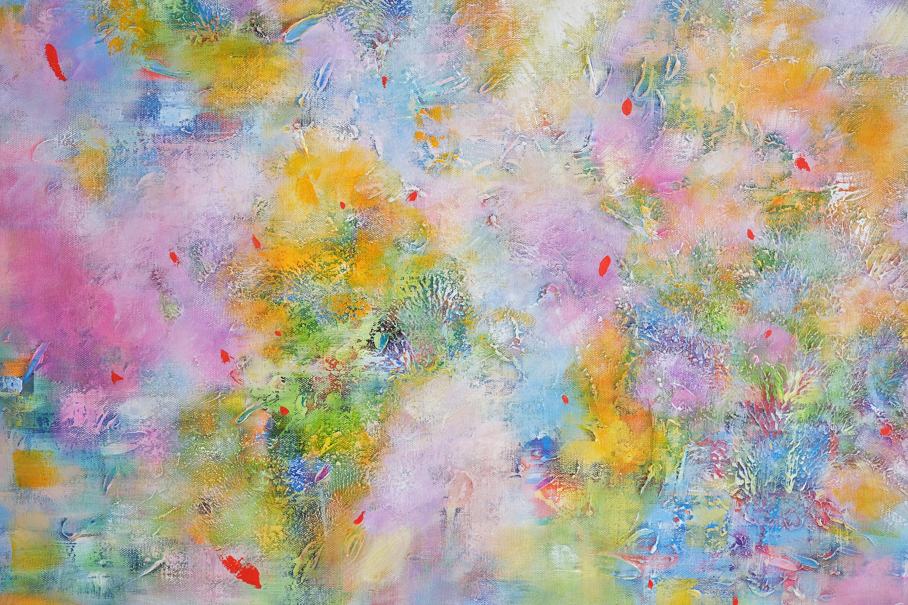 Das Licht, modernes, farbenfrohes, abstraktes Gemälde 100x100cm von Anna Selina im Angebot 1