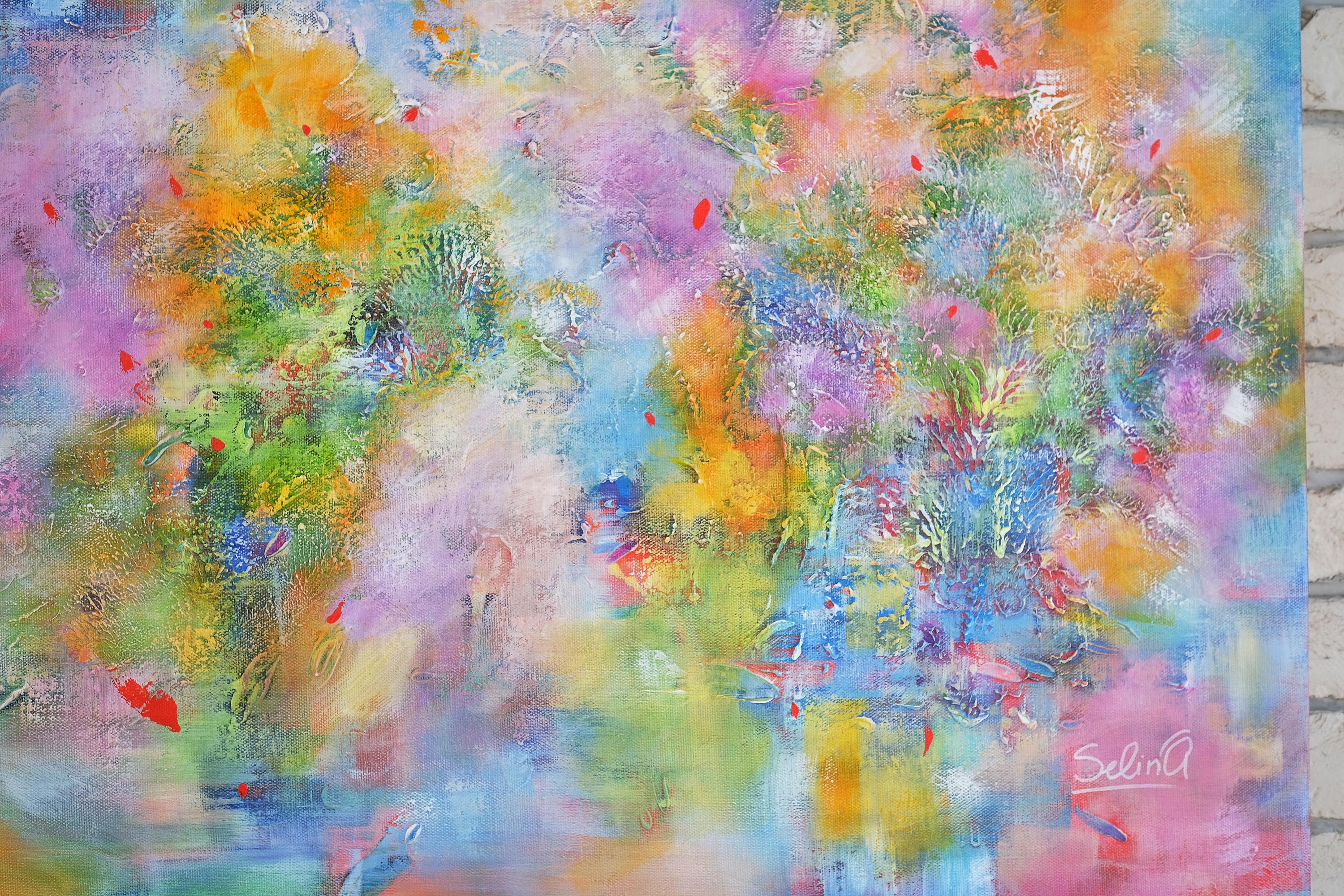 Das Licht, modernes, farbenfrohes, abstraktes Gemälde 100x100cm von Anna Selina im Angebot 2