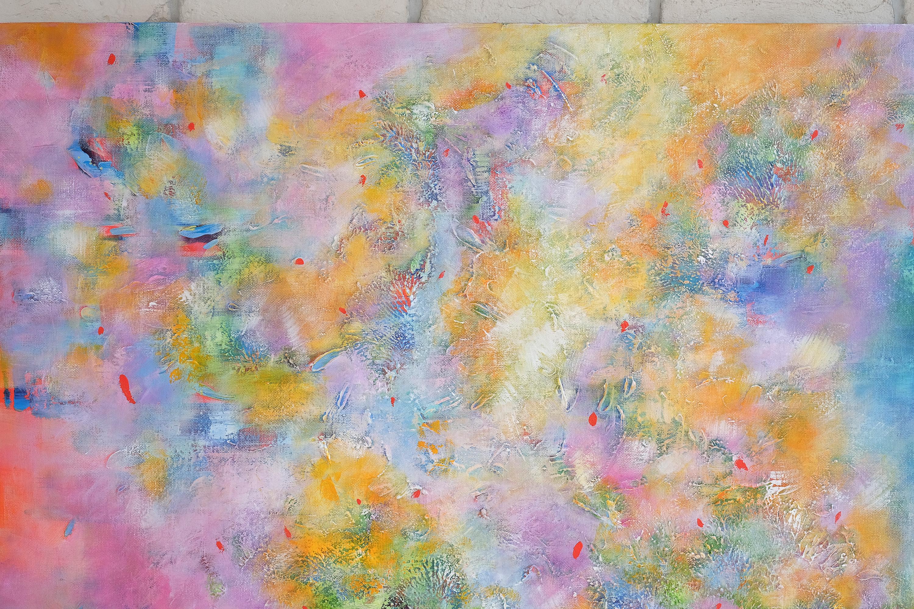 Das Licht, modernes, farbenfrohes, abstraktes Gemälde 100x100cm von Anna Selina im Angebot 3