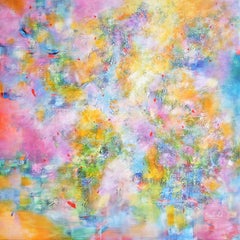 The light, Modern Colorful Abstract Painting 100x100cm by Anna Selina