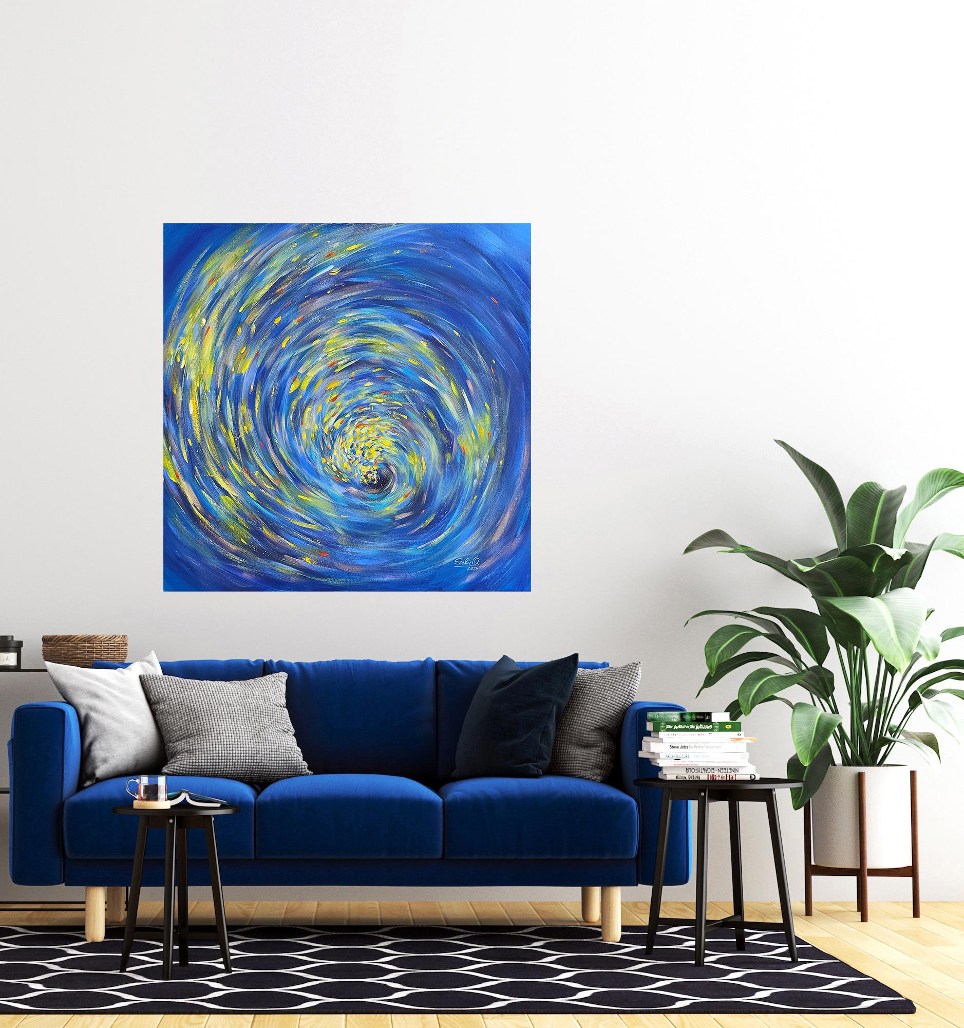 La luce della vita, Quadro astratto moderno e colorato 100x100cm di Anna Selina in vendita 1