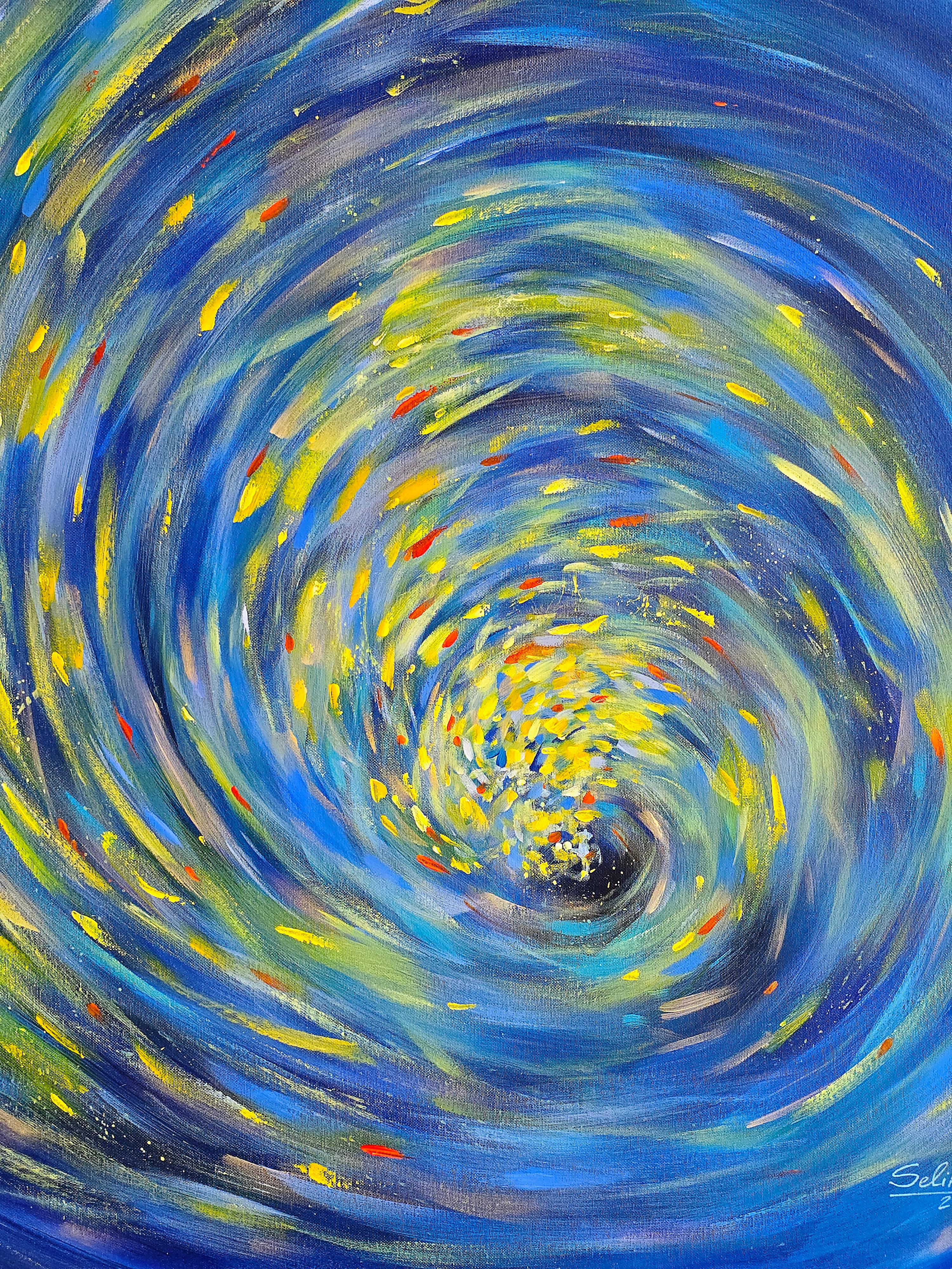 La luce della vita, Quadro astratto moderno e colorato 100x100cm di Anna Selina in vendita 4