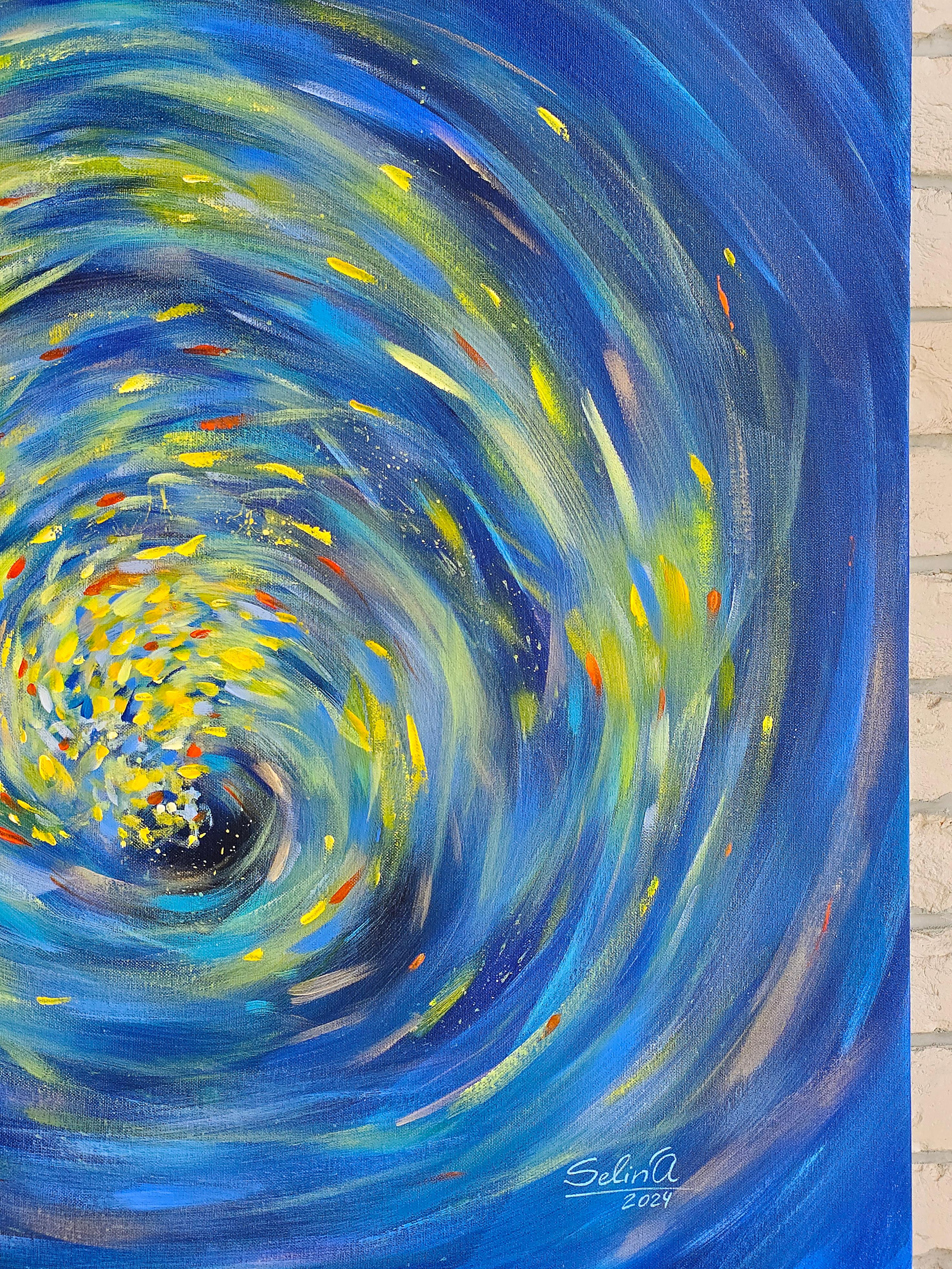 La luce della vita, Quadro astratto moderno e colorato 100x100cm di Anna Selina in vendita 5