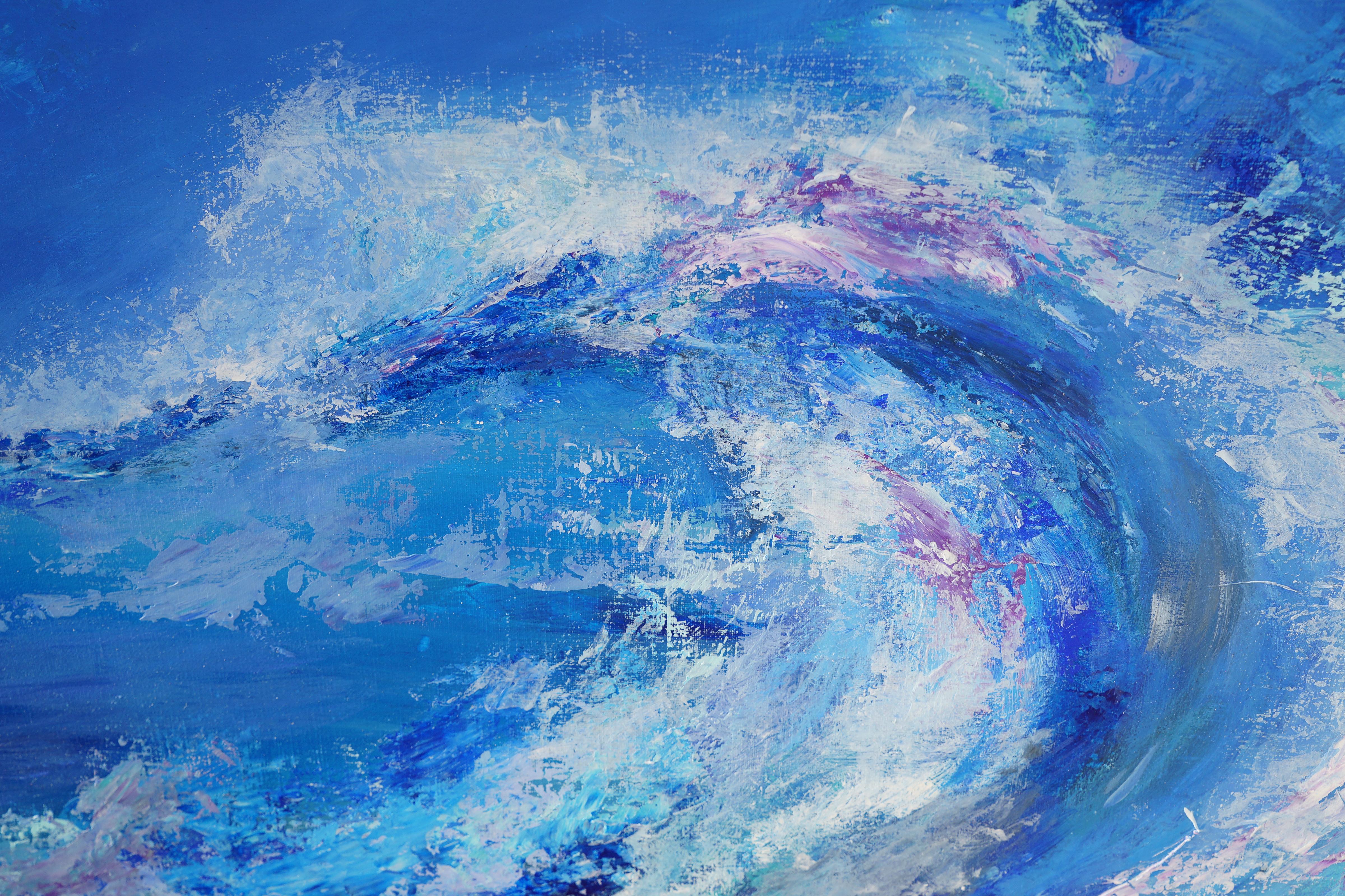 The Wave, Modern Colorful Abstract Painting 100x100cm by Anna Selina For Sale 2