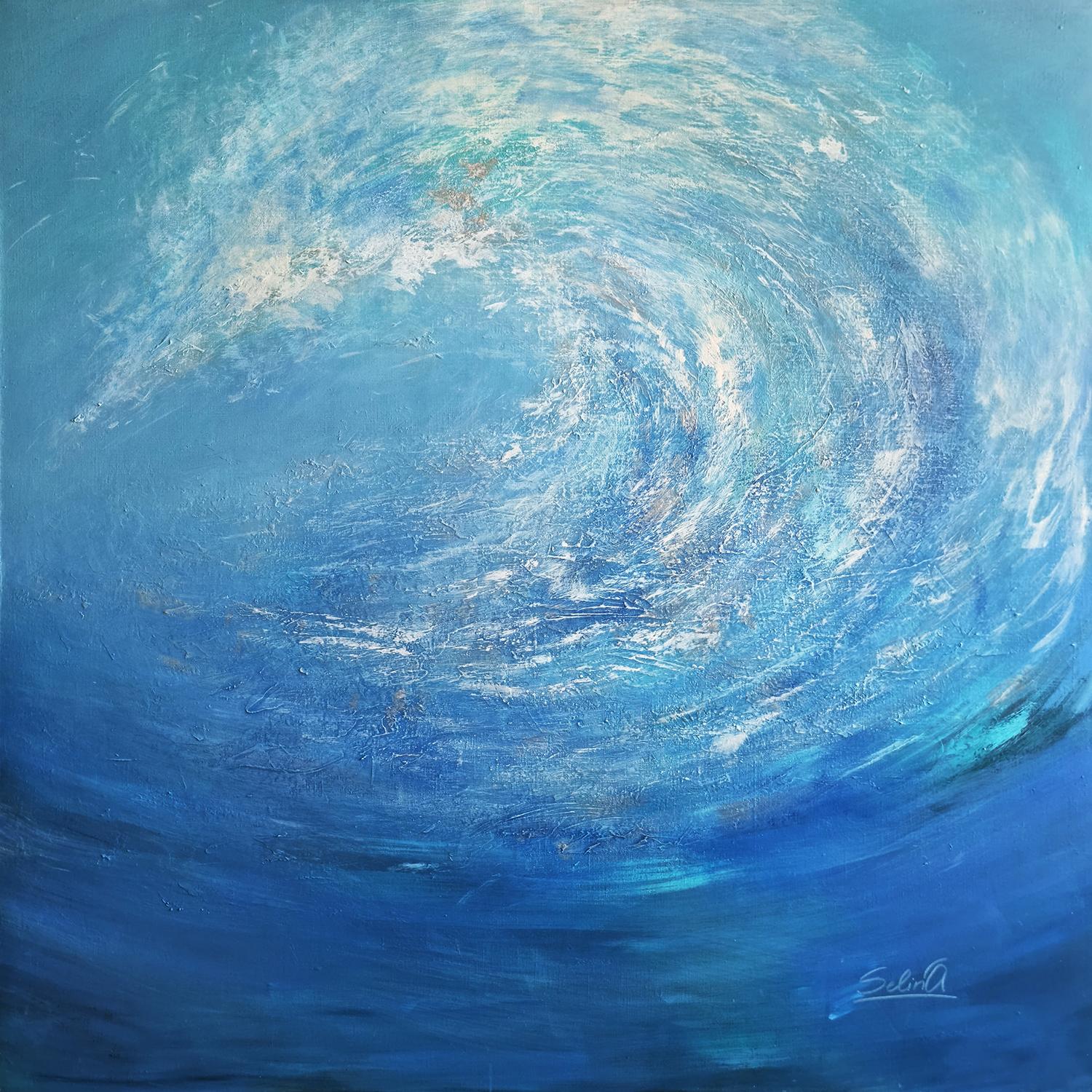 Dieses Werk ist eines von vier aus der Serie "Die Tiefe". Über die Tiefe unserer inneren Welt. Ich habe es 2017 gemalt und dieses Jahr 2024 habe ich ihm neues Leben eingehaucht, die Farben wurden frischer und ruhiger. Das Bild wurde ruhiger und