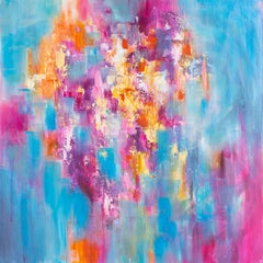 THROUGH THE GLASS , Modern Colorful Abstract Painting 90x90cm by Anna Selina
