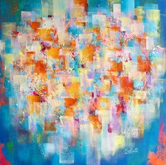 Through the prism, Modern Colorful Abstract Painting 100x100cm by Anna Selina