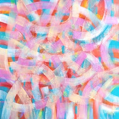 Trinity, Modern Colorful Abstract Painting 90x90cm by Anna Selina