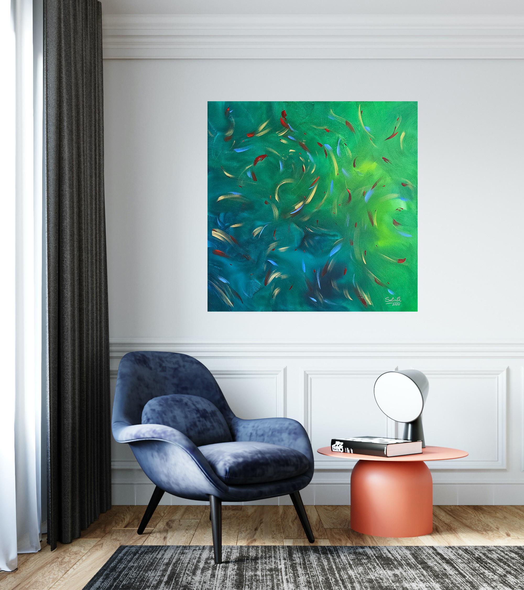 Mondo sommerso, Quadro astratto Modern Color 100x100cm di Anna Selina 1