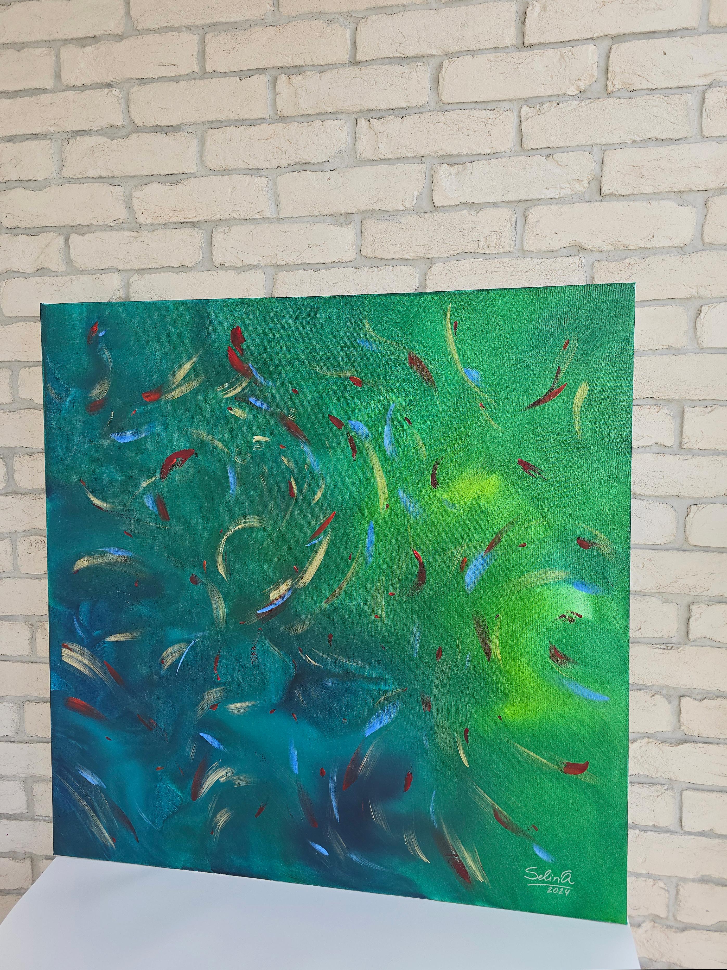 Mondo sommerso, Quadro astratto Modern Color 100x100cm di Anna Selina 2