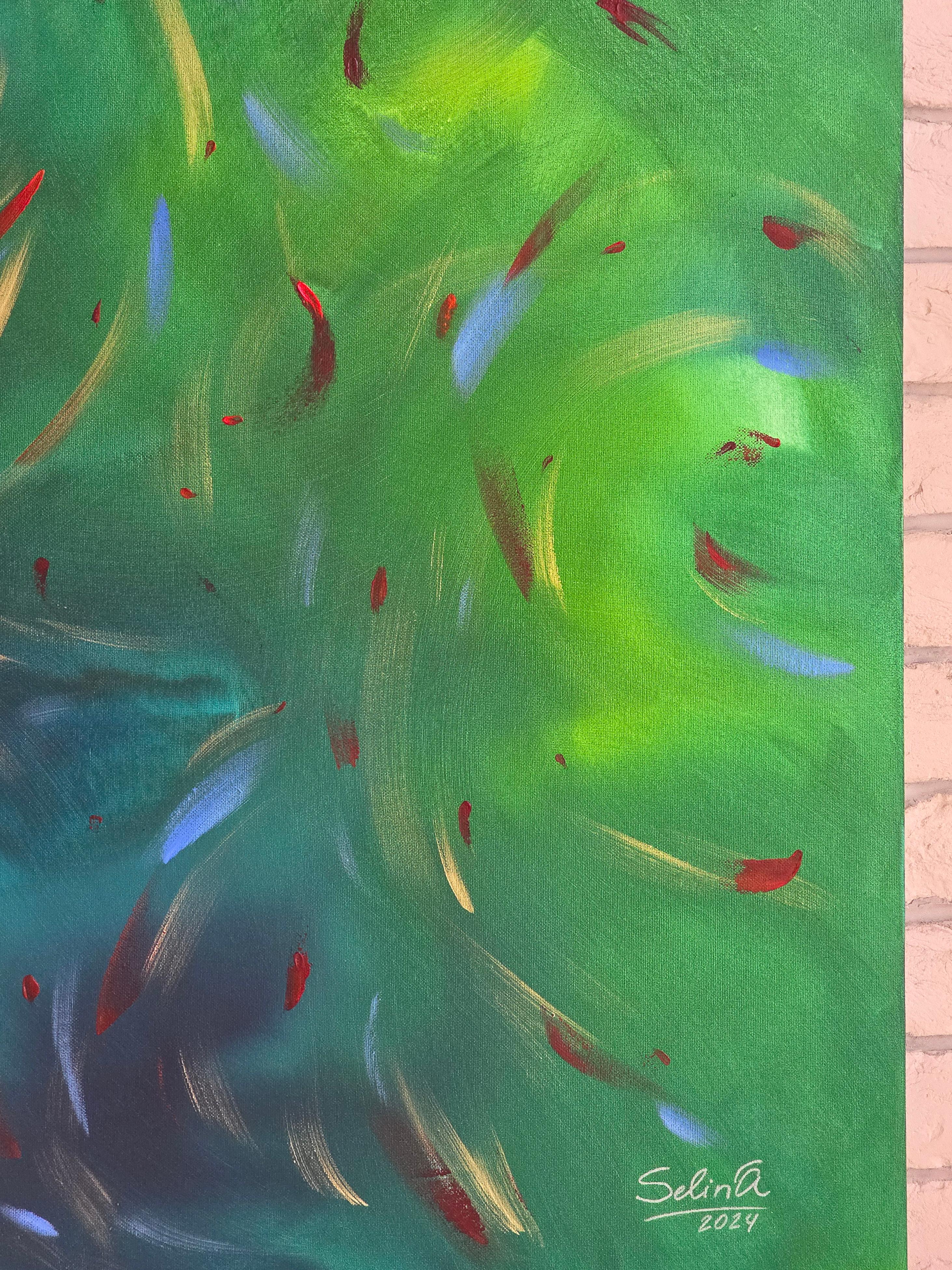 Mondo sommerso, Quadro astratto Modern Color 100x100cm di Anna Selina 3