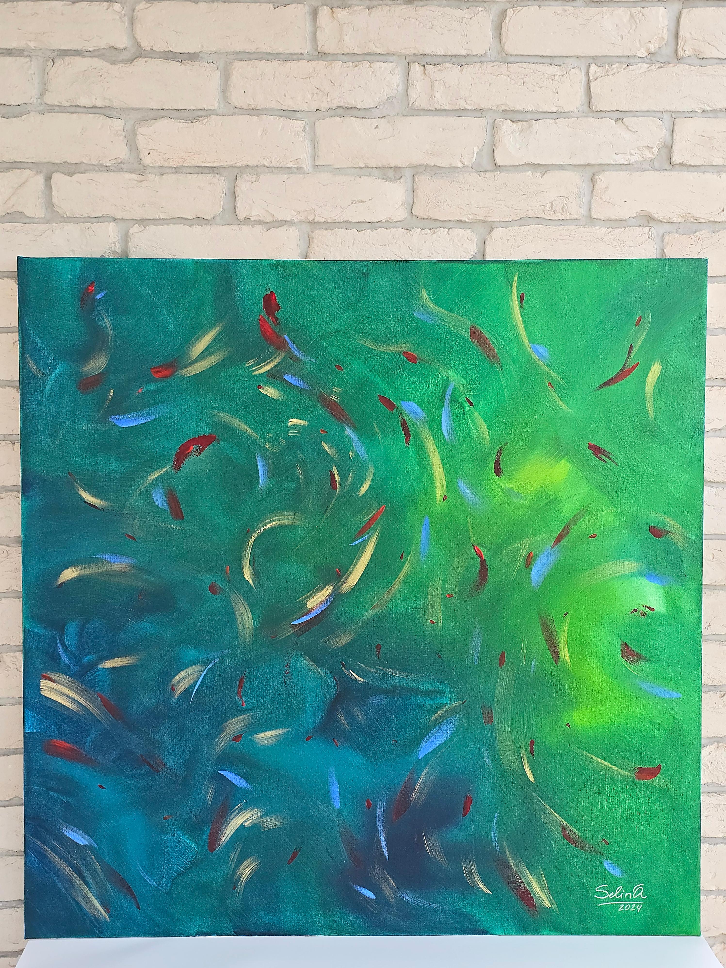 Mondo sommerso, Quadro astratto Modern Color 100x100cm di Anna Selina 5