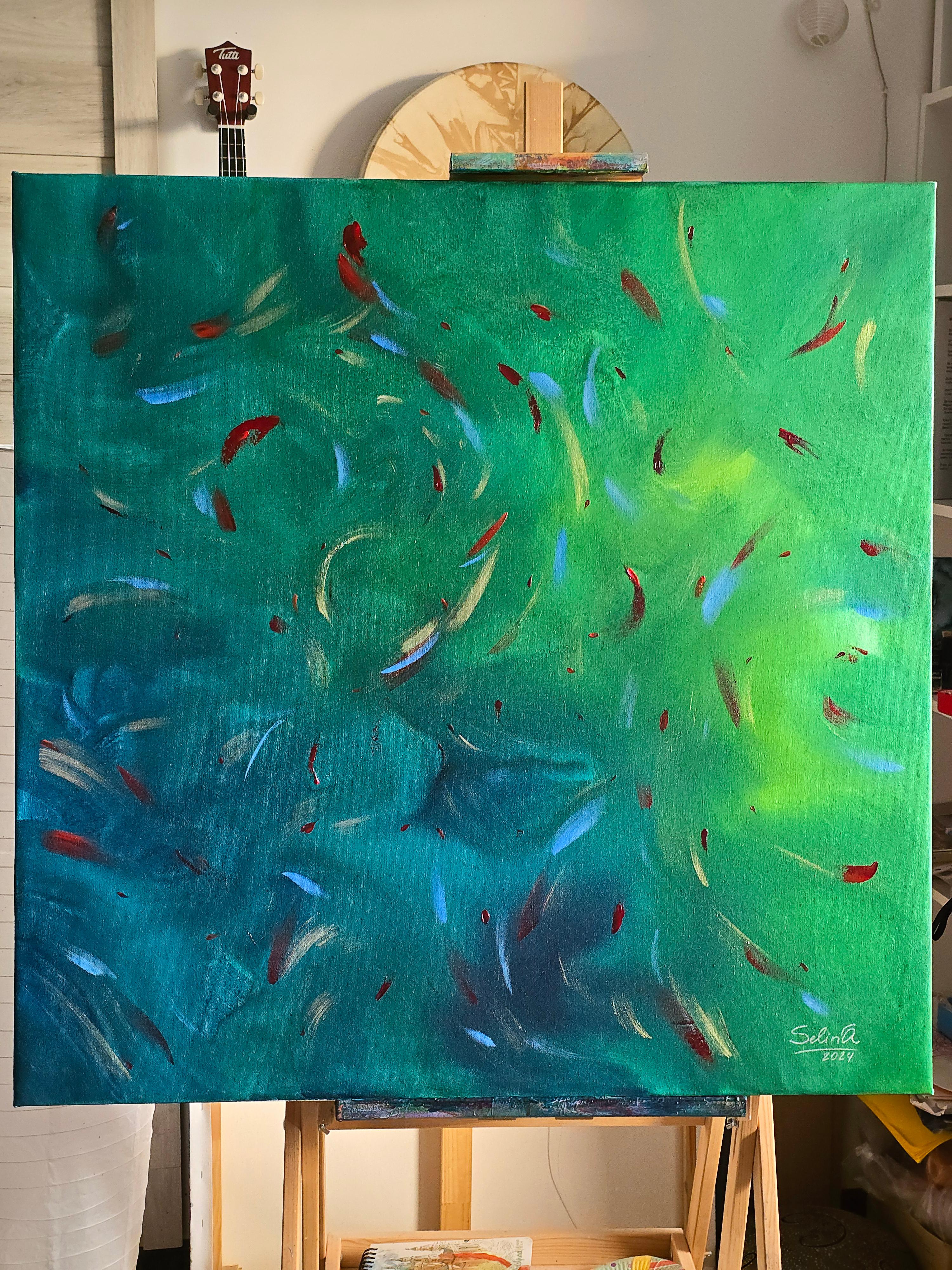 Mondo sommerso, Quadro astratto Modern Color 100x100cm di Anna Selina 7