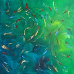 Mondo sommerso, Quadro astratto Modern Color 100x100cm di Anna Selina