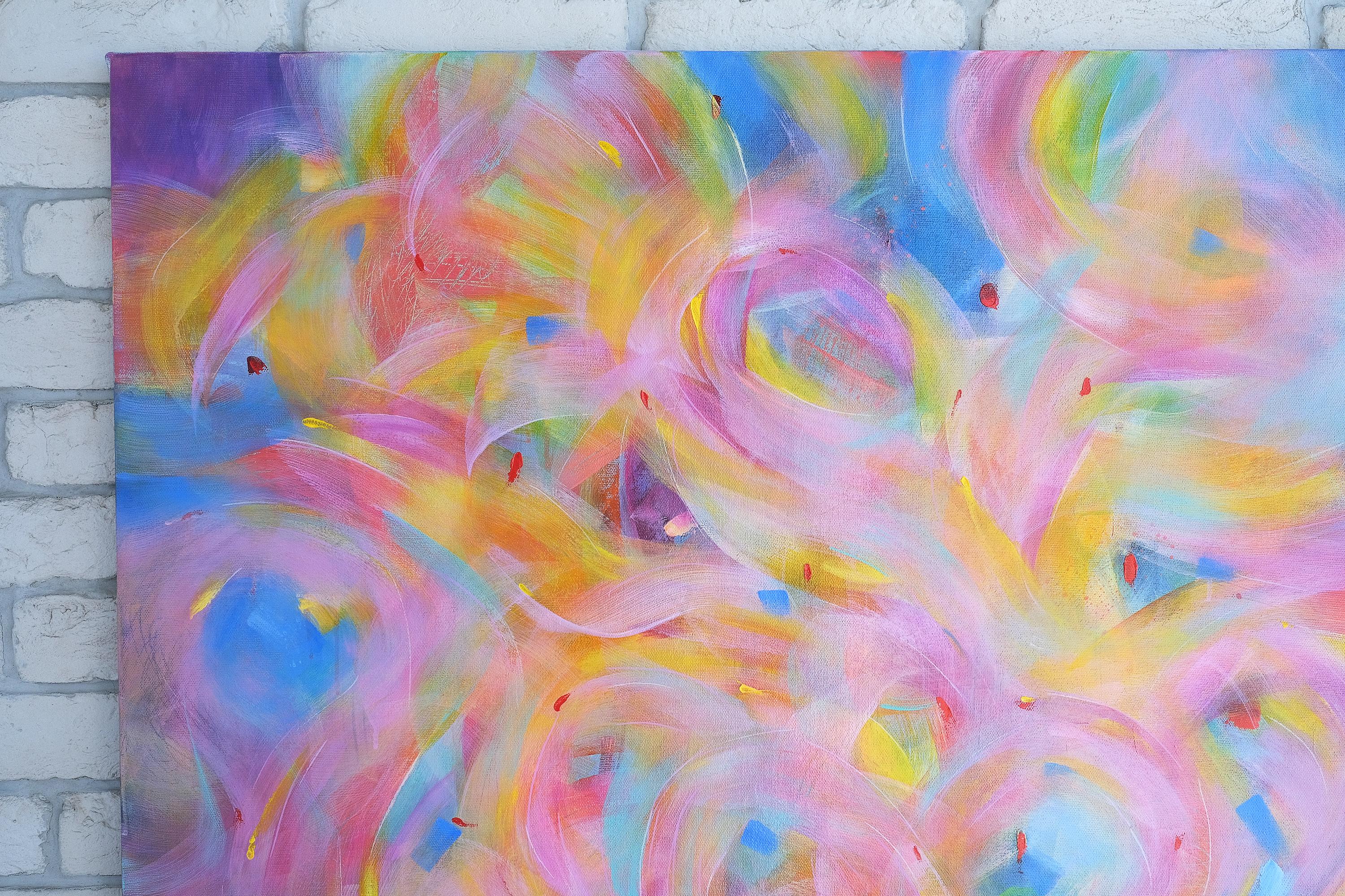 Versatility, Modern Colorful Abstract Painting 100x100cm by Anna Selina For Sale 2