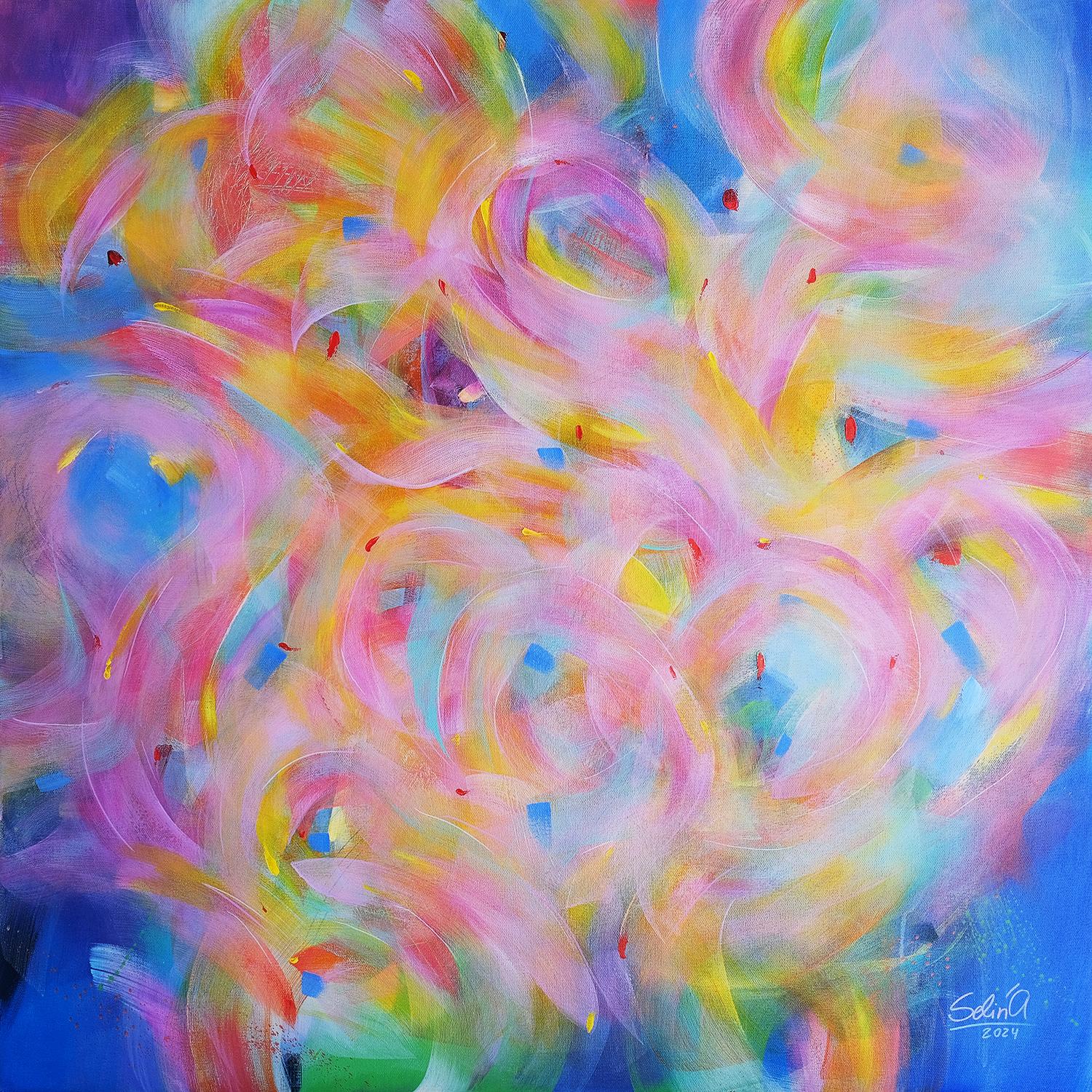 Versatility, Modern Colorful Abstract Painting 100x100cm by Anna Selina