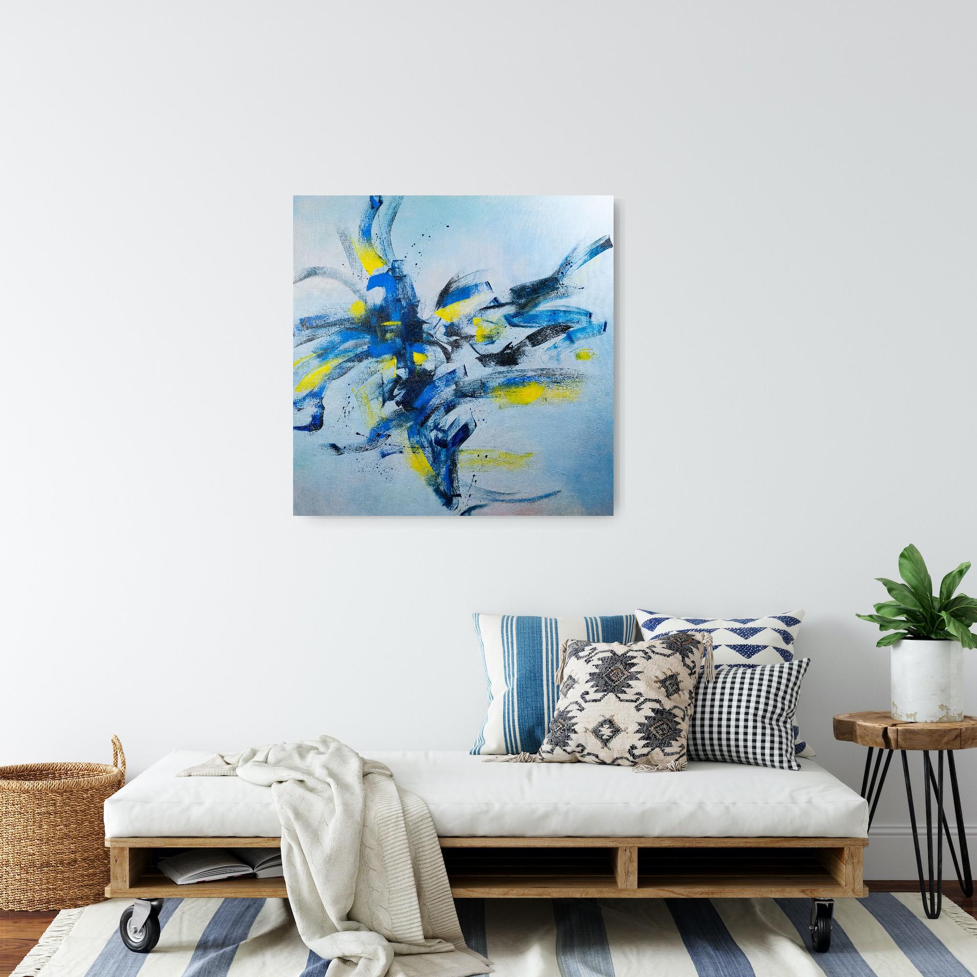     Weightlessness, Modern Colorful Abstract Painting 100x100cm by Anna Selina For Sale 1