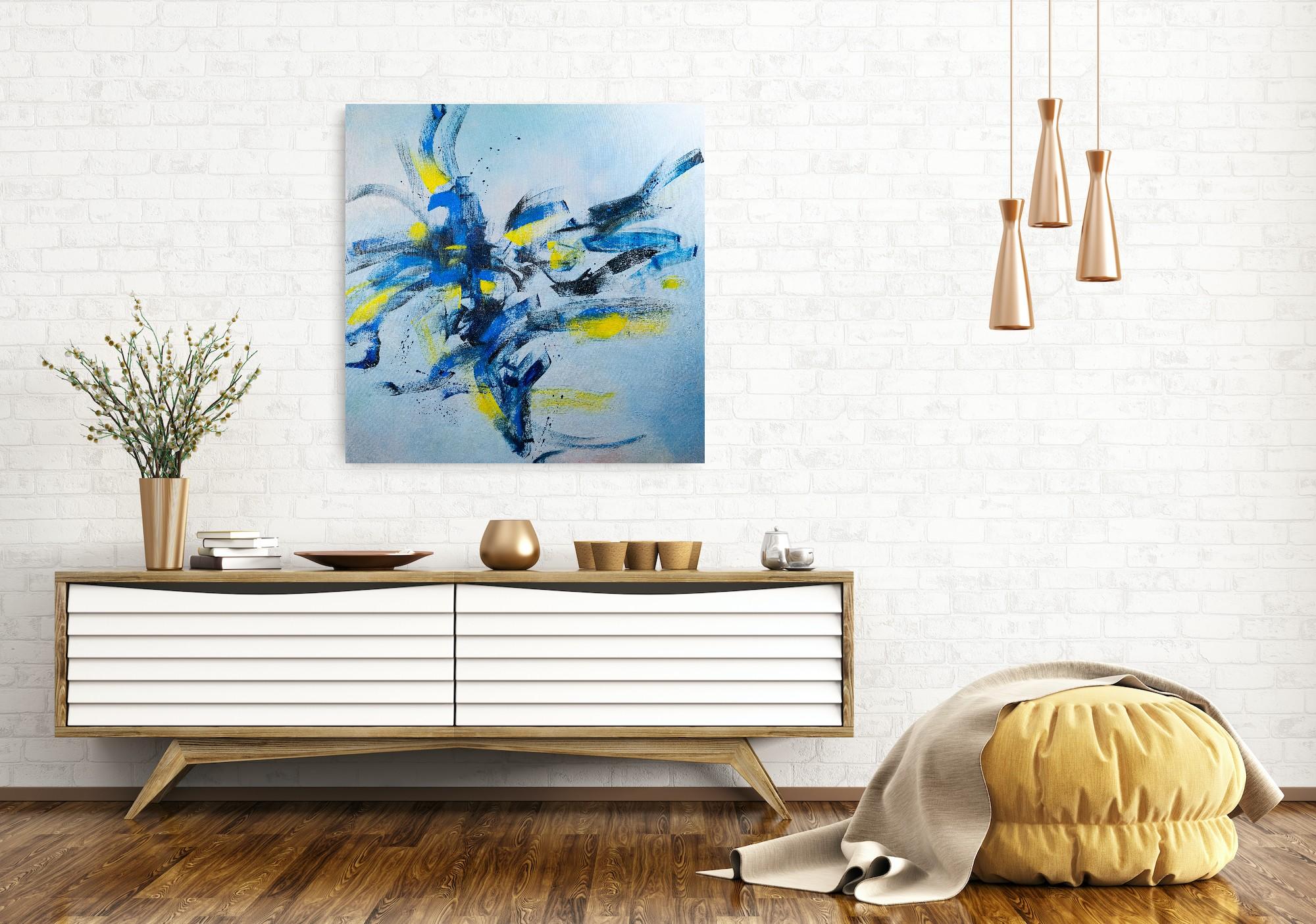     Weightlessness, Modern Colorful Abstract Painting 100x100cm by Anna Selina For Sale 2