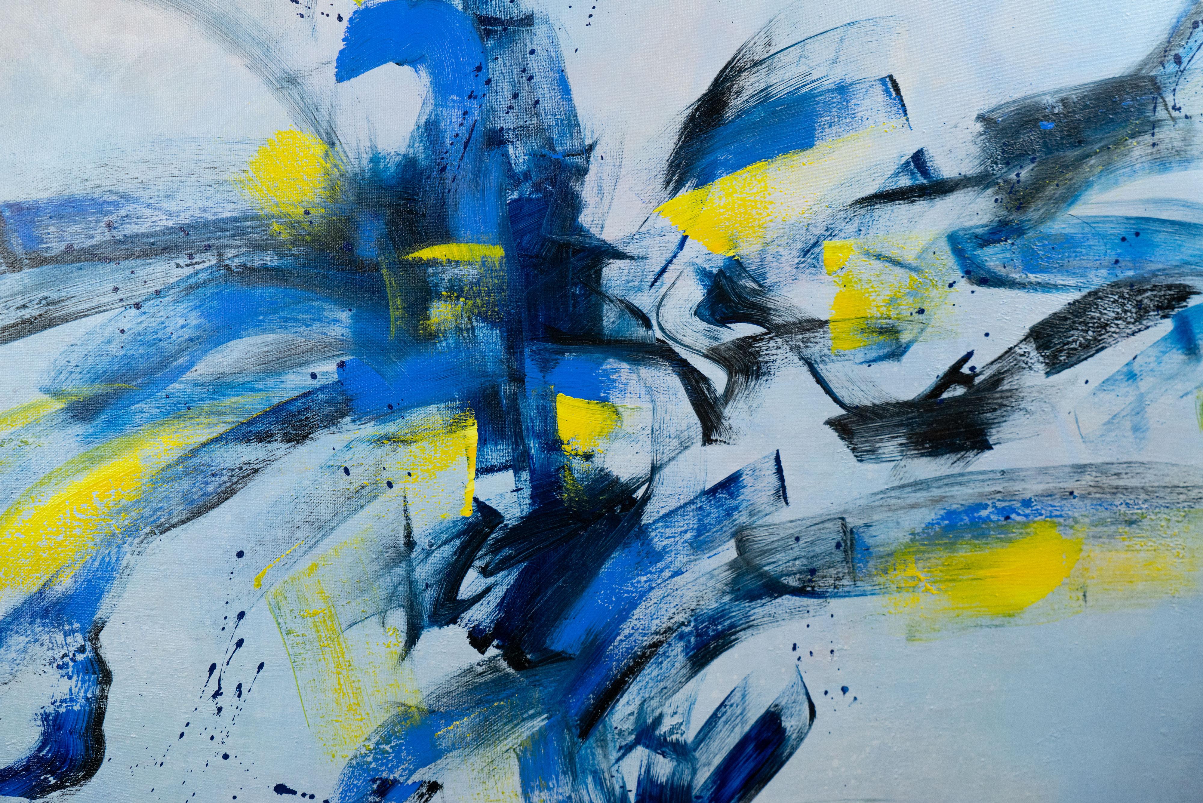     Weightlessness, Modern Colorful Abstract Painting 100x100cm by Anna Selina For Sale 7