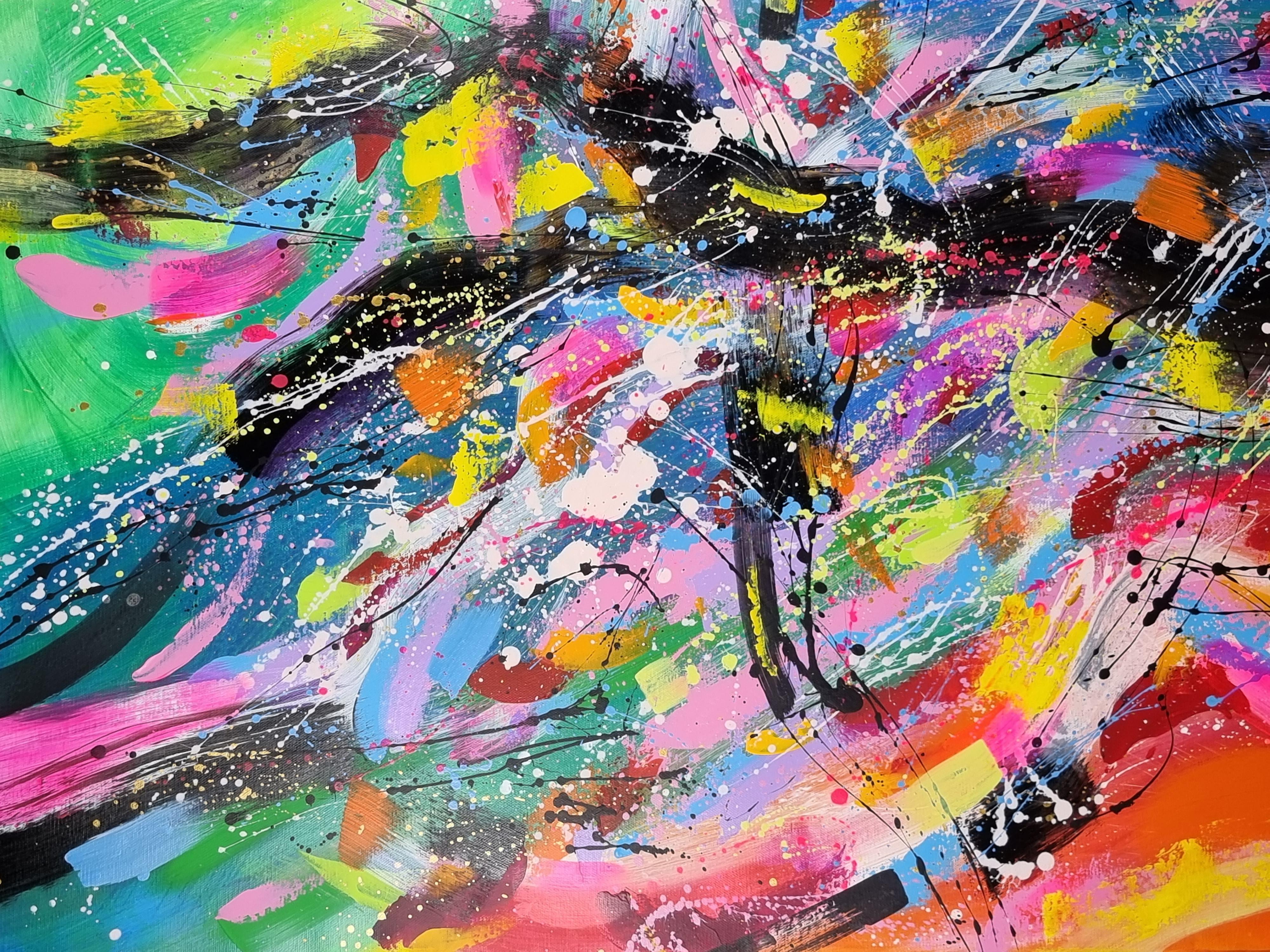 You are Universe, Modern Colorful Abstract Painting 90x90cm by Anna Selina For Sale 3