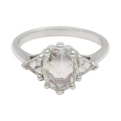 Anna Sheffield 1.00 Carat Rose Cut "Oval Bea Ring" Diamond Platinum Ring